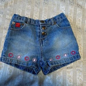 Embroidered and jeweled jean shorts
